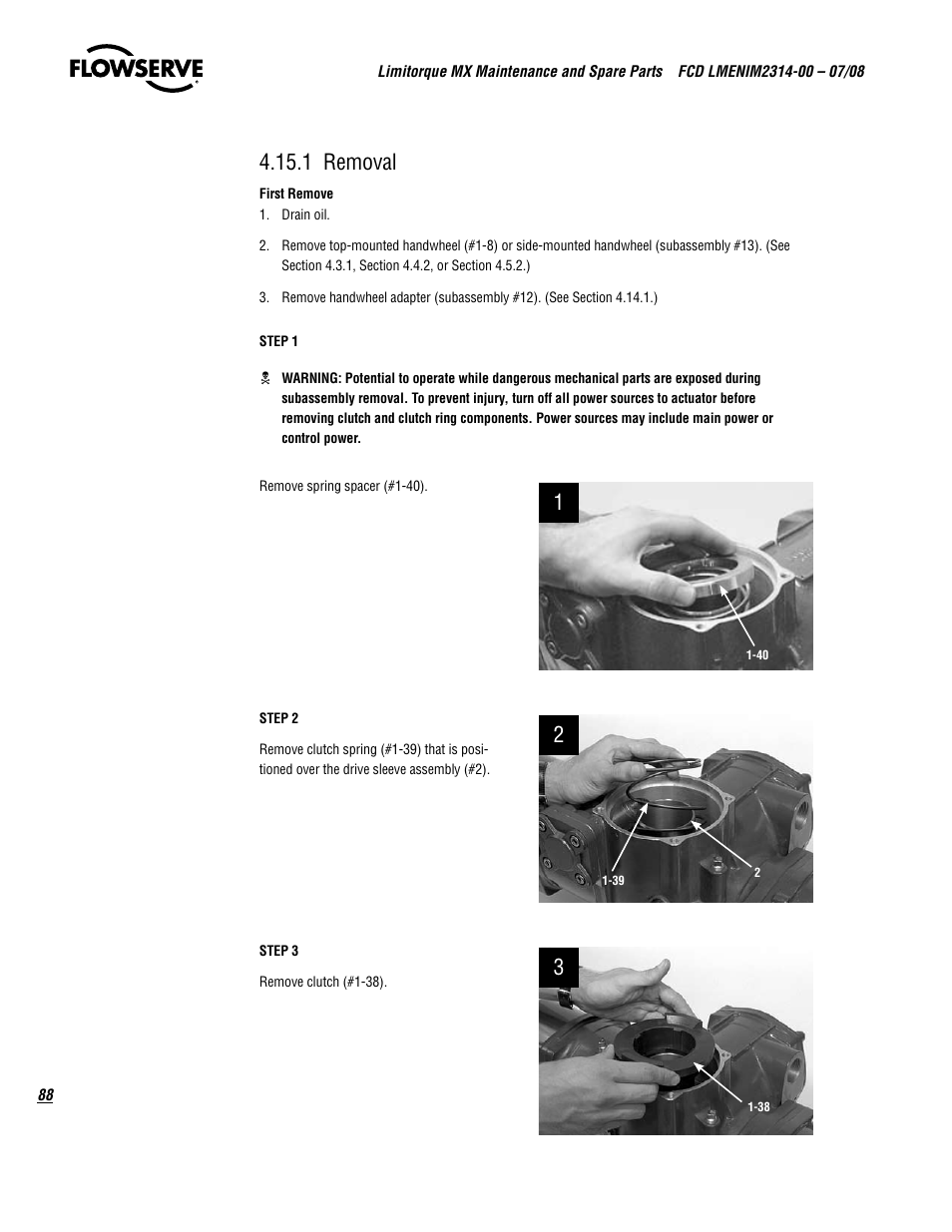 1 removal | Flowserve MX
 Limitorque User Manual | Page 96 / 164