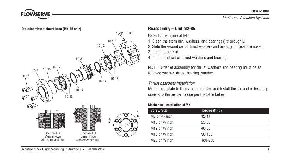 Reassembly – unit mx-85 | Flowserve MX Accutronix User Manual | Page 9 / 16