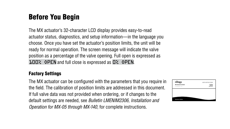 Before you begin | Flowserve MX Actuators User Manual | Page 2 / 12