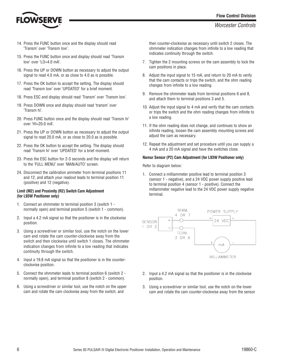 Worcester controls | Flowserve 93 Series PULSAIR III User Manual | Page 6 / 8