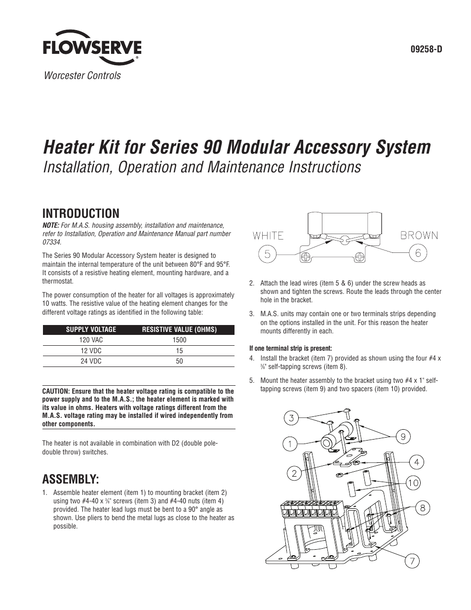 Flowserve 90 Series Heater Kit User Manual | 2 pages