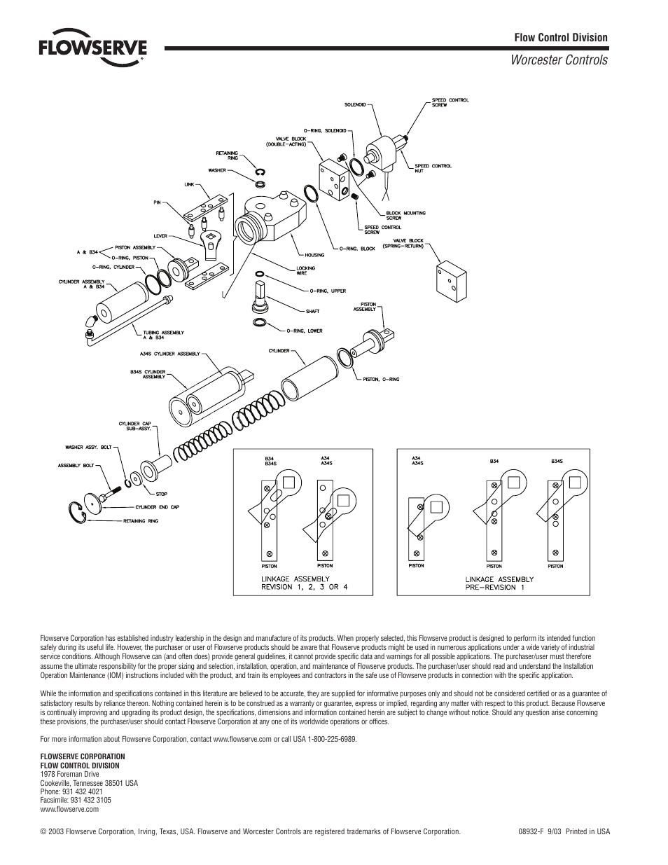 Worcester controls | Flowserve 34 Series Pneumatic Actuator User Manual | Page 4 / 4