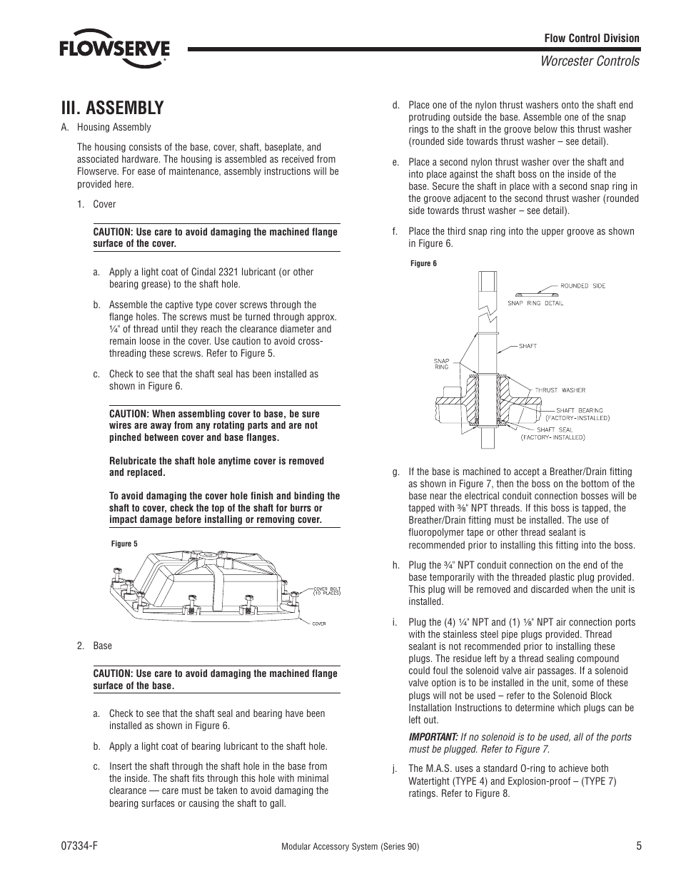 Iii. assembly, Worcester controls | Flowserve 90 Series Modular Accessory System User Manual | Page 5 / 8