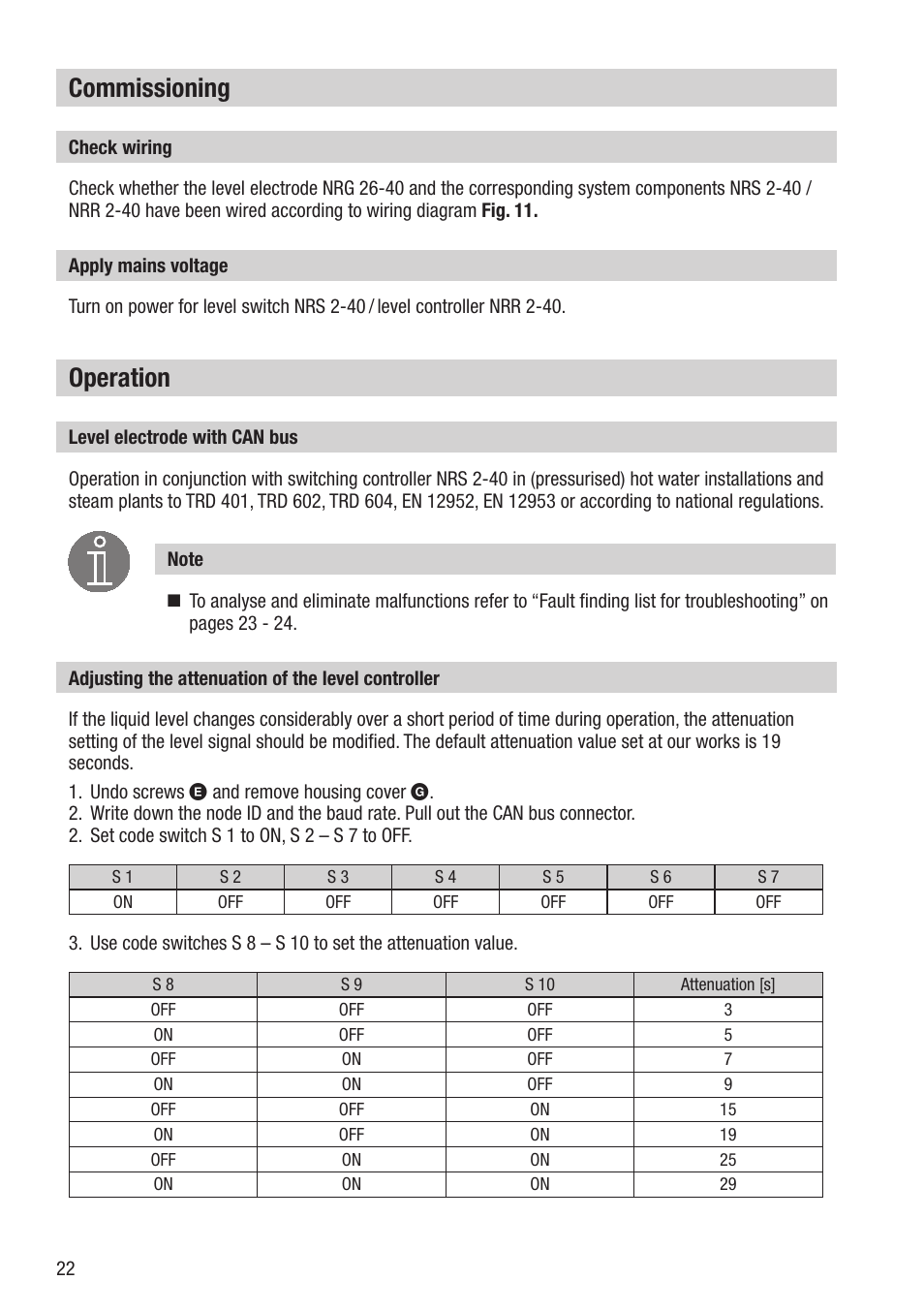 Commissioning, Operation | Flowserve NRG 26-40 User Manual | Page 22 / 28