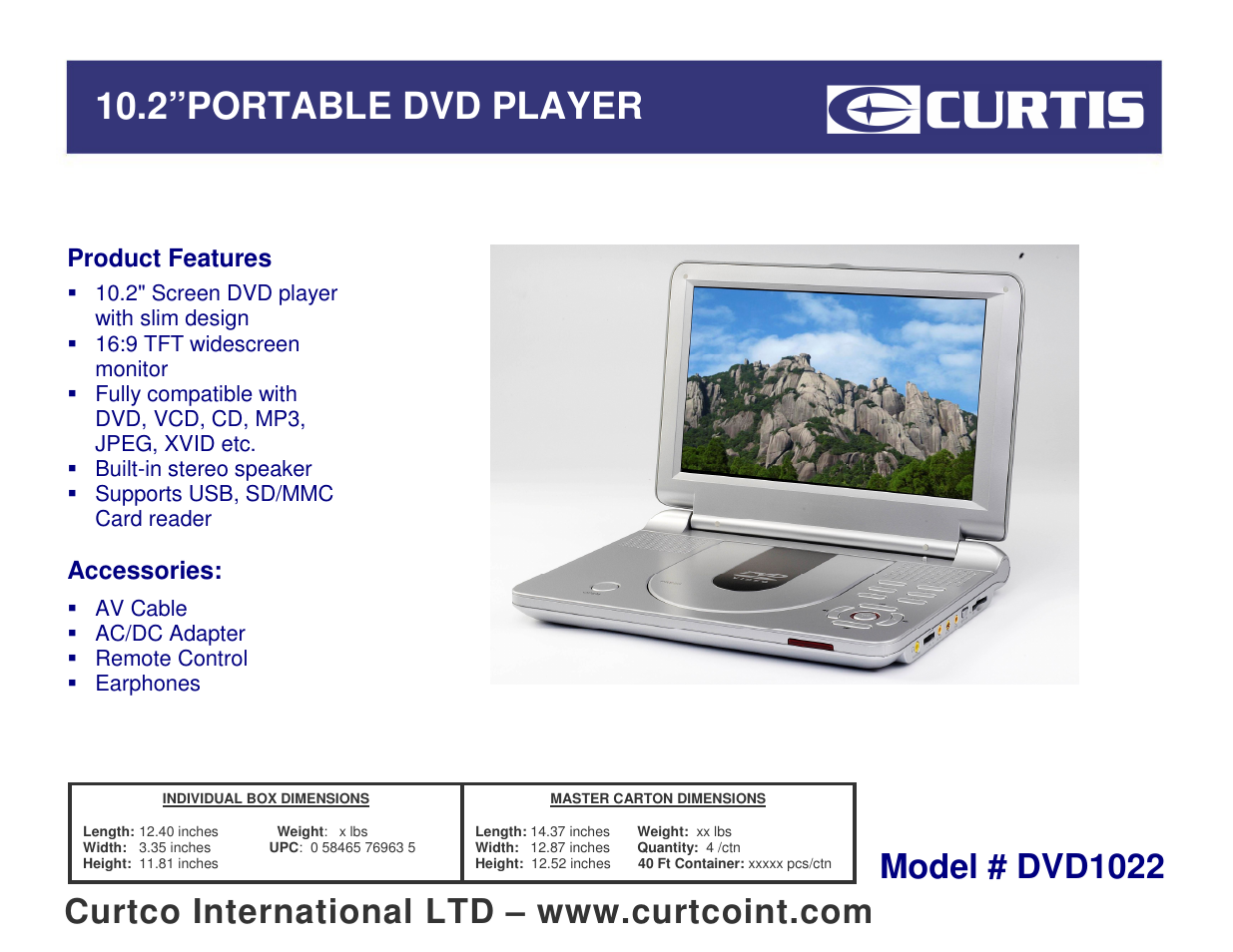 Curtis DVD1022 User Manual | 1 page