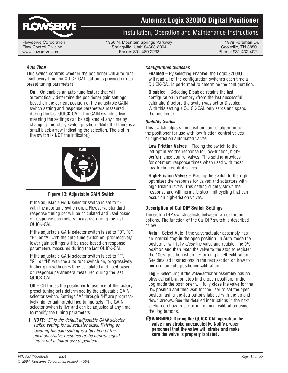 Automax logix 3200iq digital positioner | Flowserve Logix 3200IQ Digital Positioner User Manual | Page 10 / 32