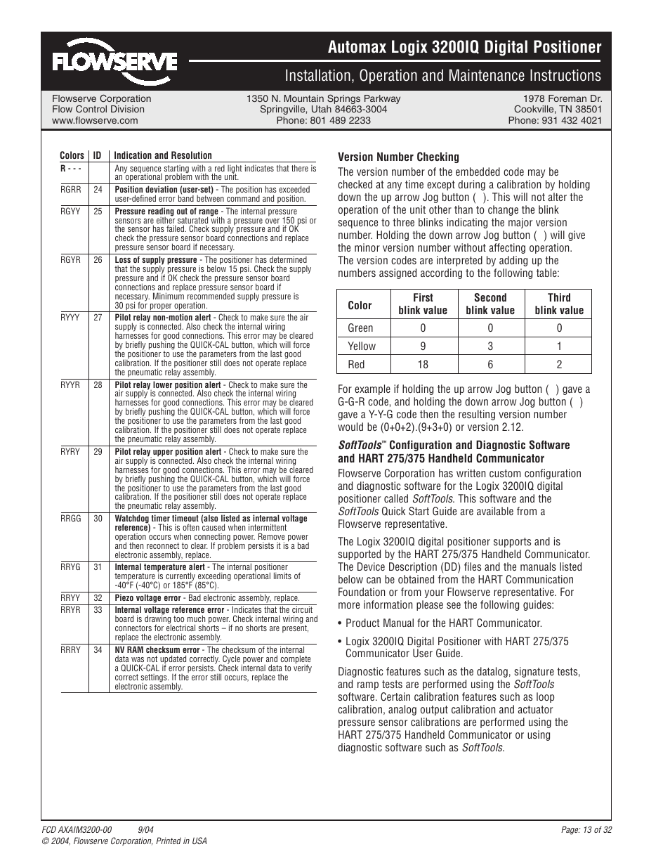 Automax logix 3200iq digital positioner | Flowserve Logix 3200IQ Digital Positioner User Manual | Page 13 / 32