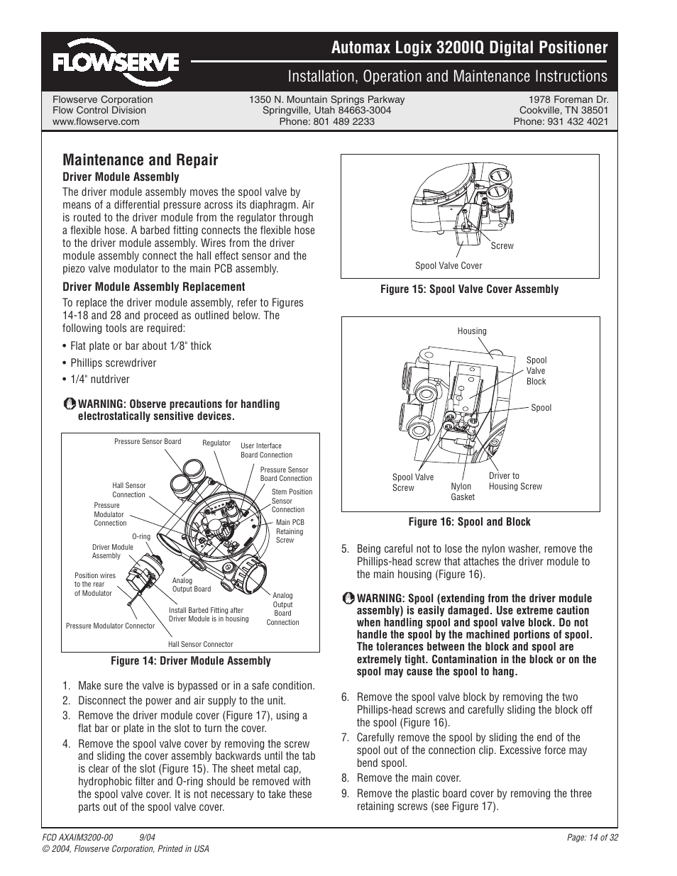 Automax logix 3200iq digital positioner | Flowserve Logix 3200IQ Digital Positioner User Manual | Page 14 / 32