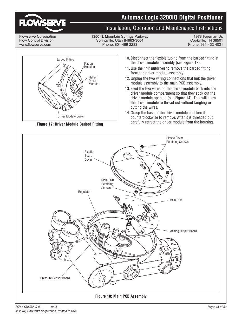 Automax logix 3200iq digital positioner | Flowserve Logix 3200IQ Digital Positioner User Manual | Page 15 / 32