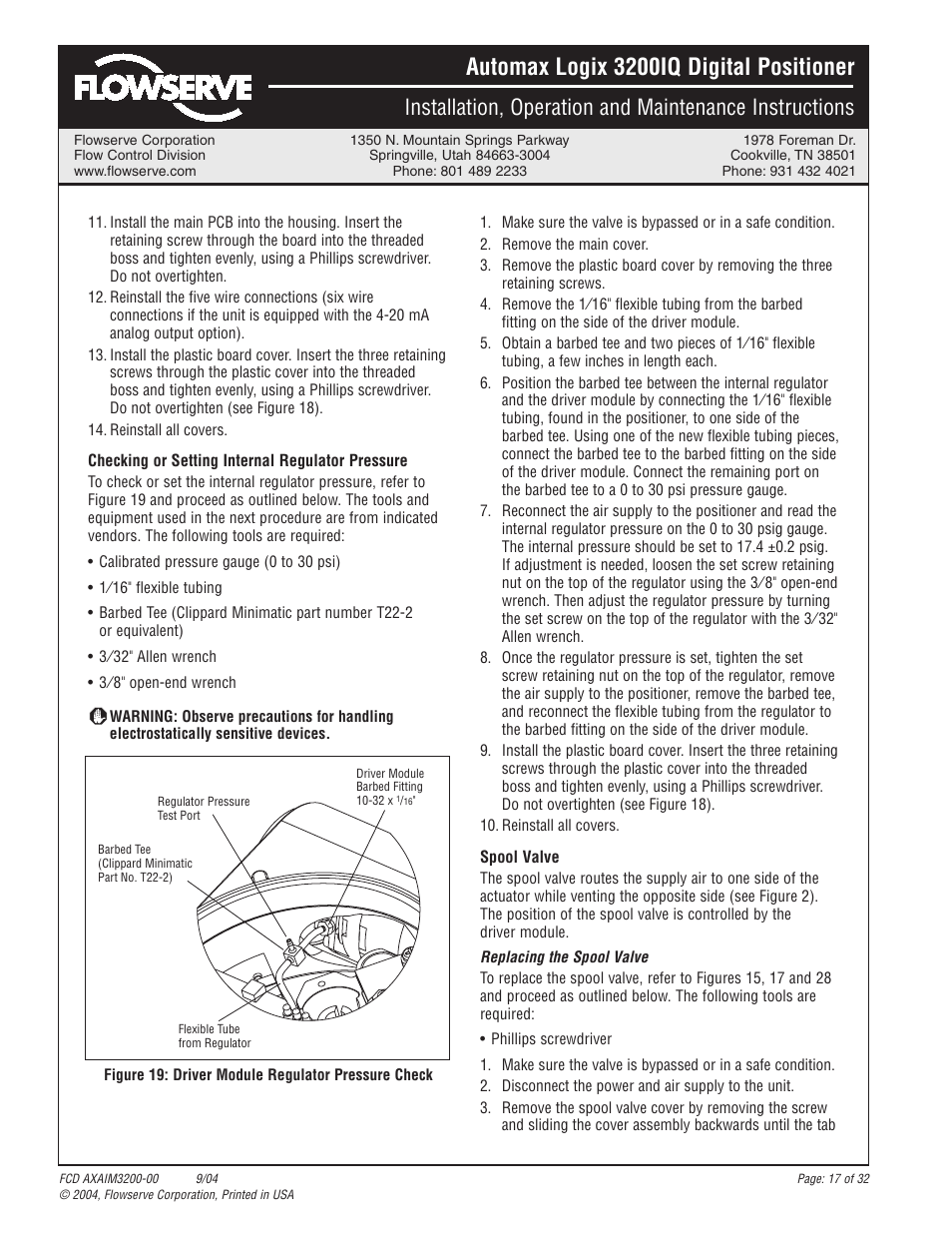 Automax logix 3200iq digital positioner | Flowserve Logix 3200IQ Digital Positioner User Manual | Page 17 / 32