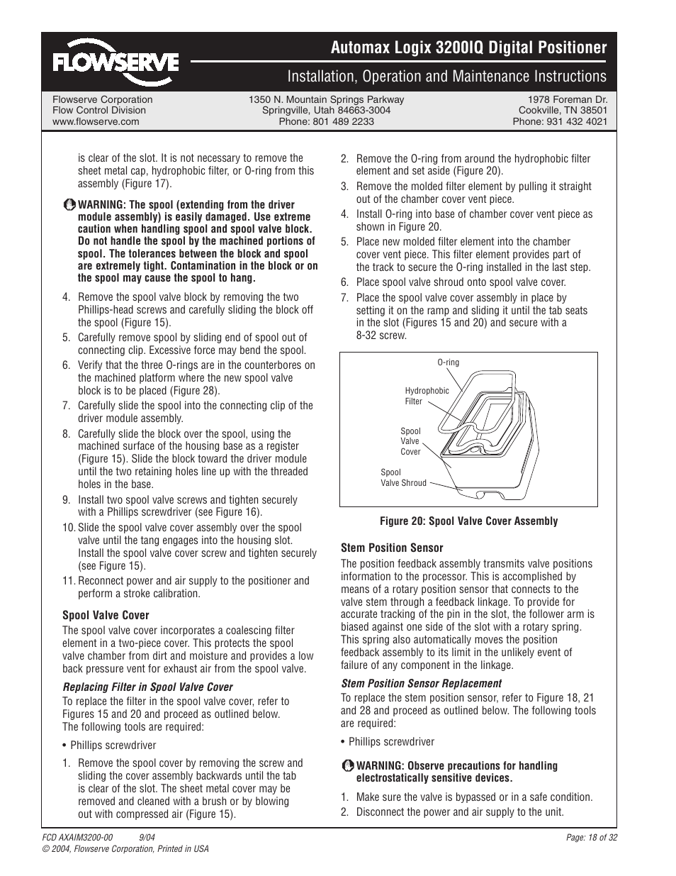Automax logix 3200iq digital positioner | Flowserve Logix 3200IQ Digital Positioner User Manual | Page 18 / 32