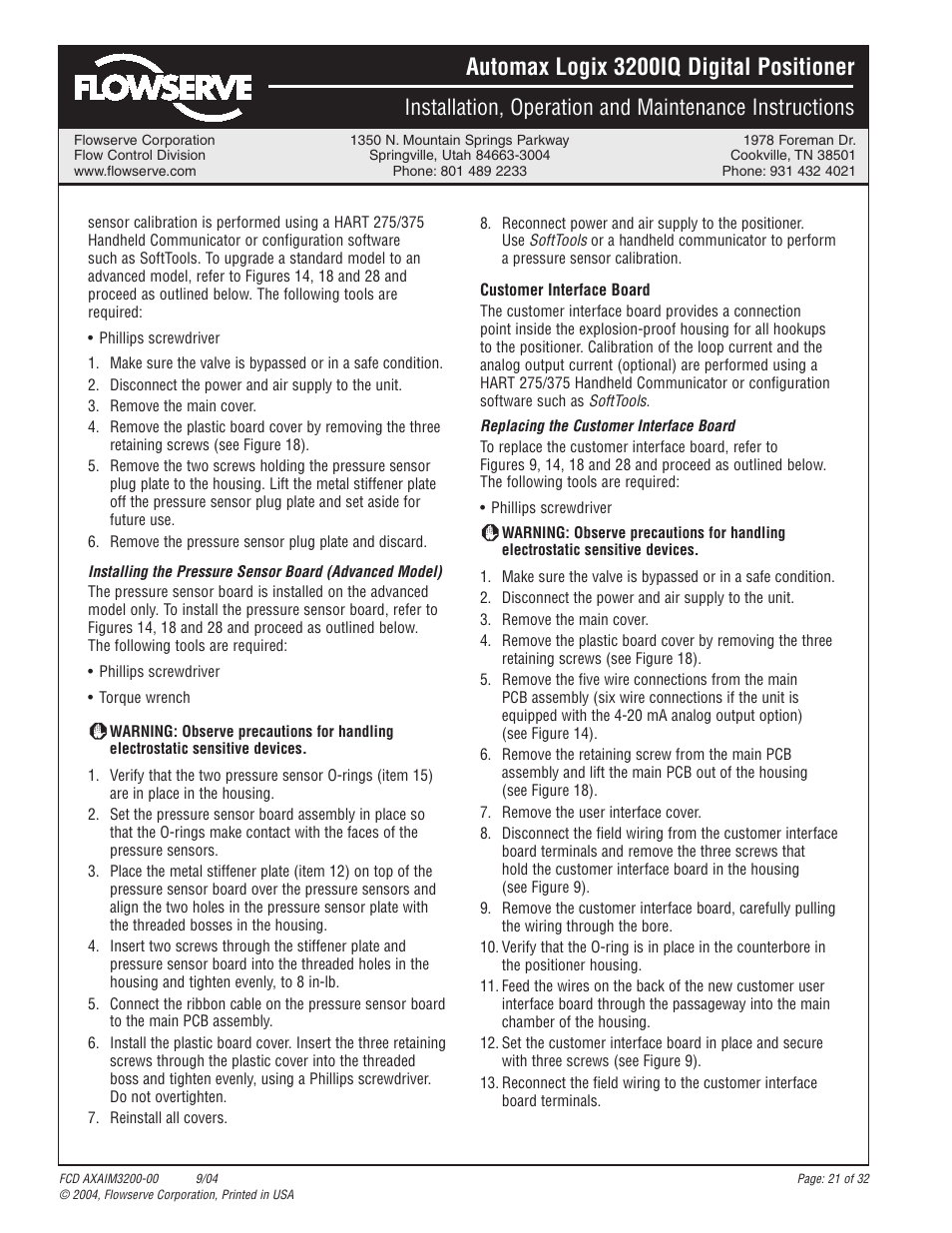 Automax logix 3200iq digital positioner | Flowserve Logix 3200IQ Digital Positioner User Manual | Page 21 / 32