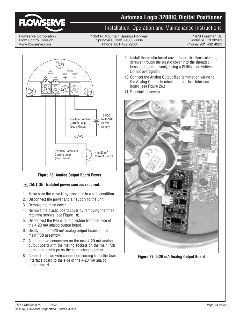 Automax logix 3200iq digital positioner | Flowserve Logix 3200IQ Digital Positioner User Manual | Page 24 / 32