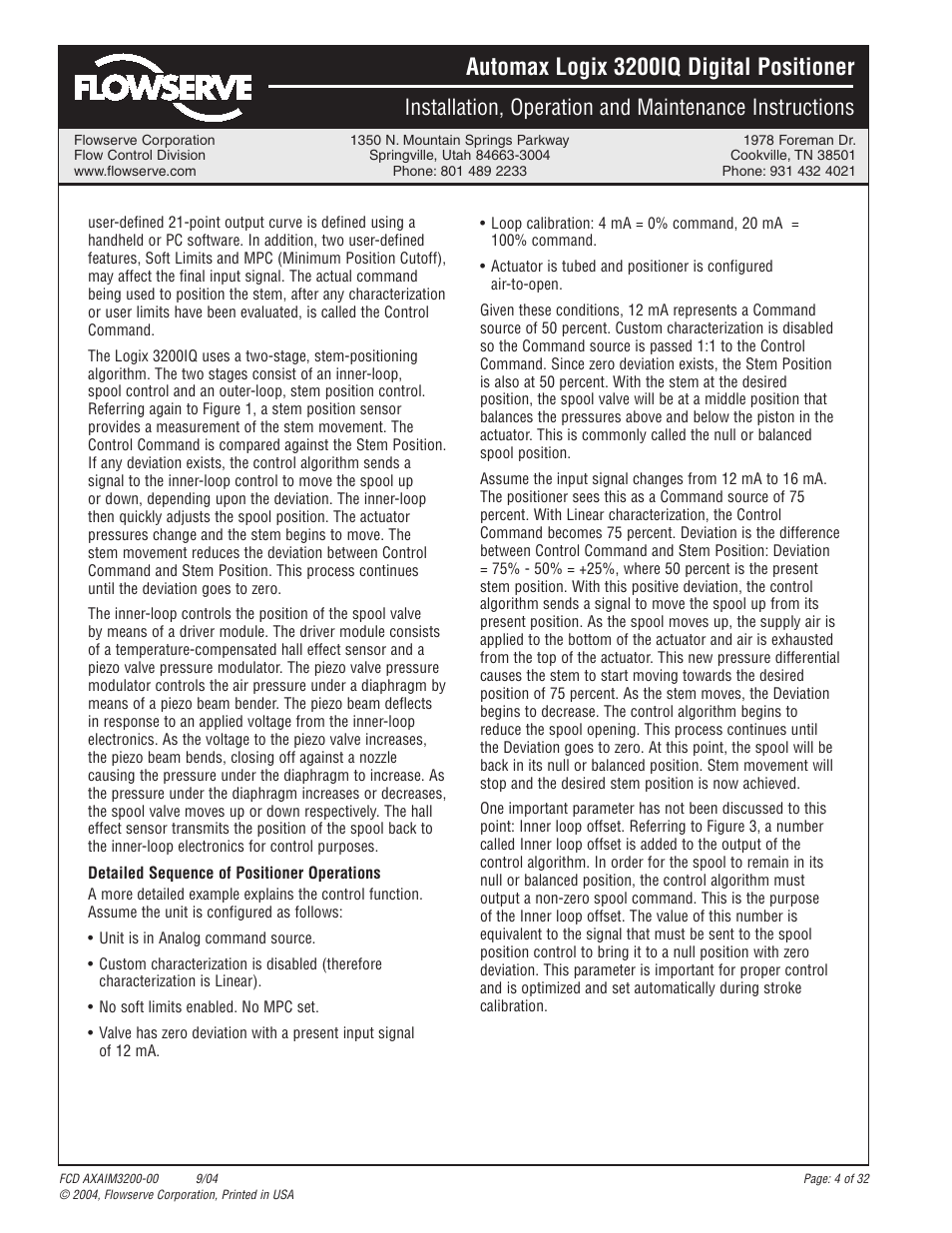 Automax logix 3200iq digital positioner | Flowserve Logix 3200IQ Digital Positioner User Manual | Page 4 / 32