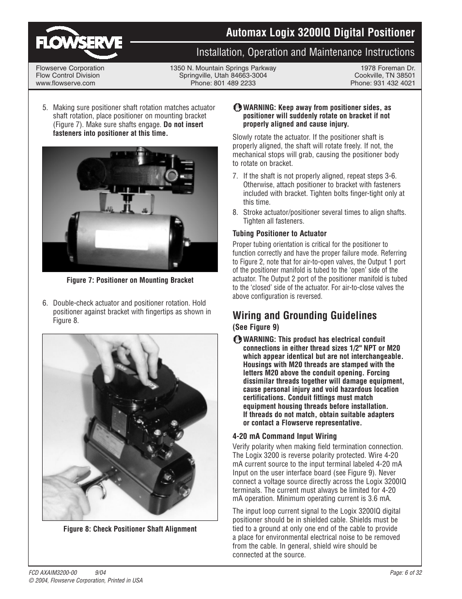 Automax logix 3200iq digital positioner, Wiring and grounding guidelines | Flowserve Logix 3200IQ Digital Positioner User Manual | Page 6 / 32