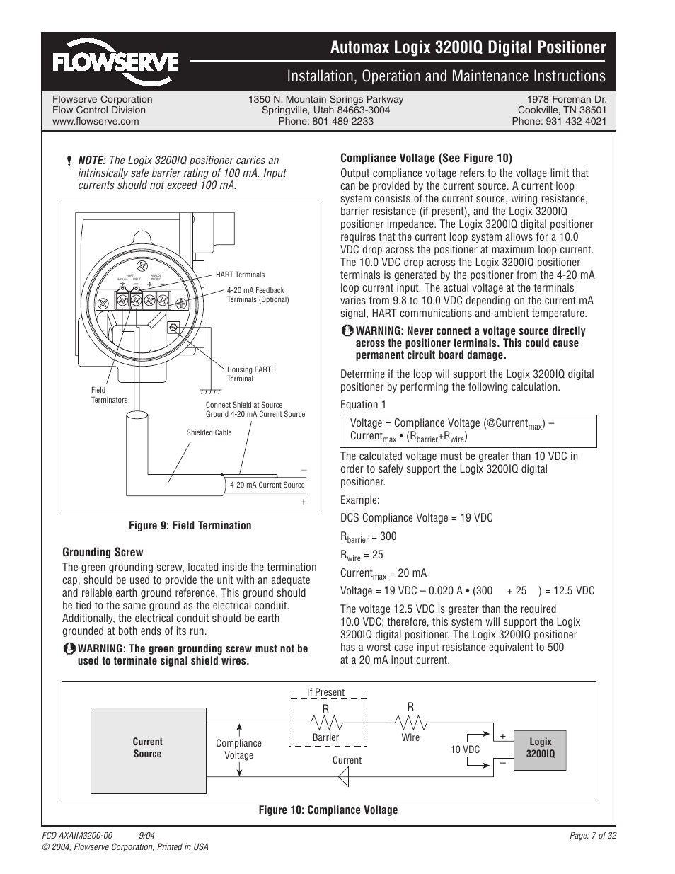 Automax logix 3200iq digital positioner | Flowserve Logix 3200IQ Digital Positioner User Manual | Page 7 / 32