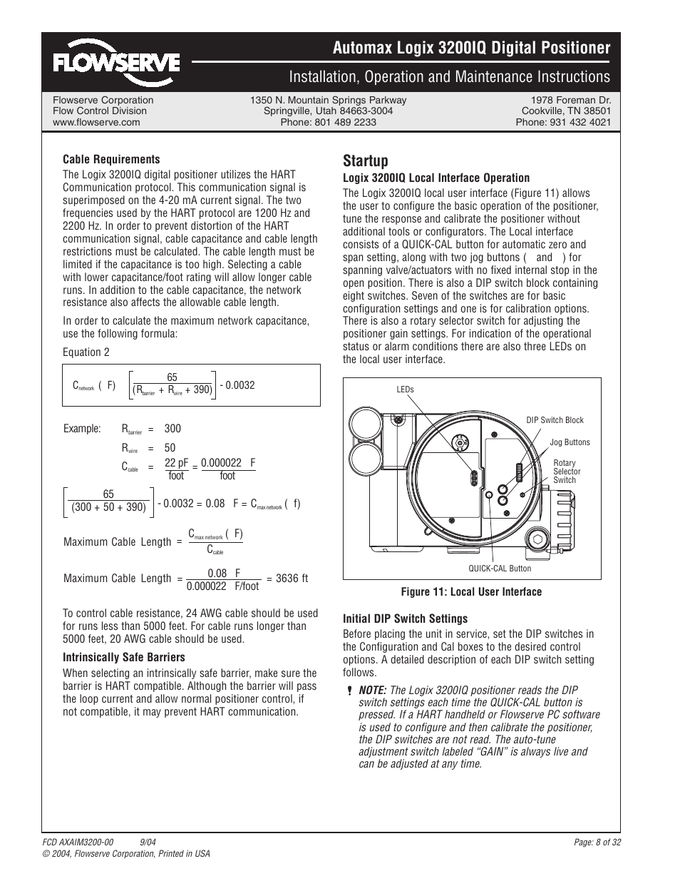 Automax logix 3200iq digital positioner, Startup | Flowserve Logix 3200IQ Digital Positioner User Manual | Page 8 / 32