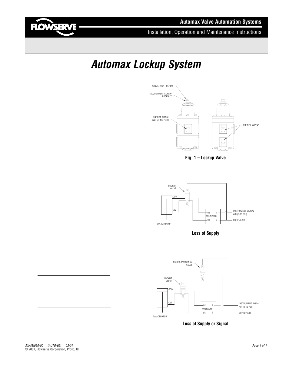 Flowserve Automax Lockup System User Manual | 1 page