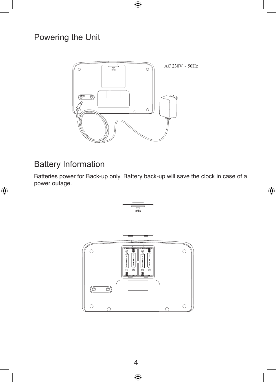 Powering the unit, Battery information | Curtis iP217UK User Manual | Page 5 / 9