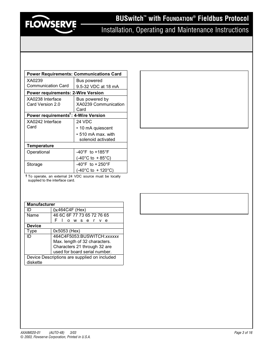Buswitch, With f | Flowserve BUSwitch User Manual | Page 3 / 16