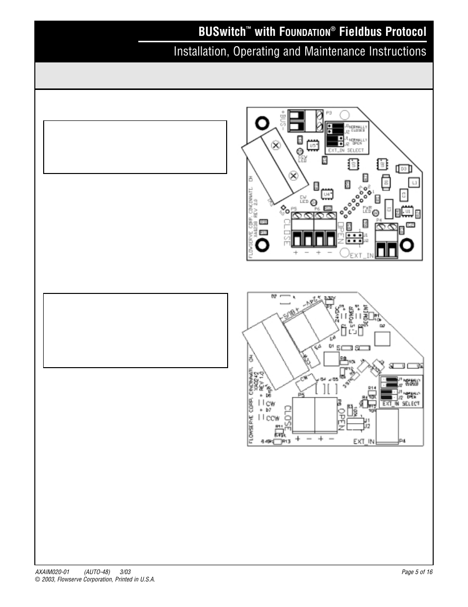 Buswitch, With f, Electrical connections | Oundation | Flowserve BUSwitch User Manual | Page 5 / 16