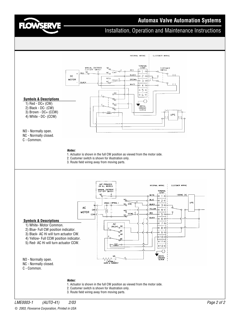 Flowserve Electric Actuator for use with Fail Safe Uninterruptable Power Supplies User Manual | Page 2 / 2