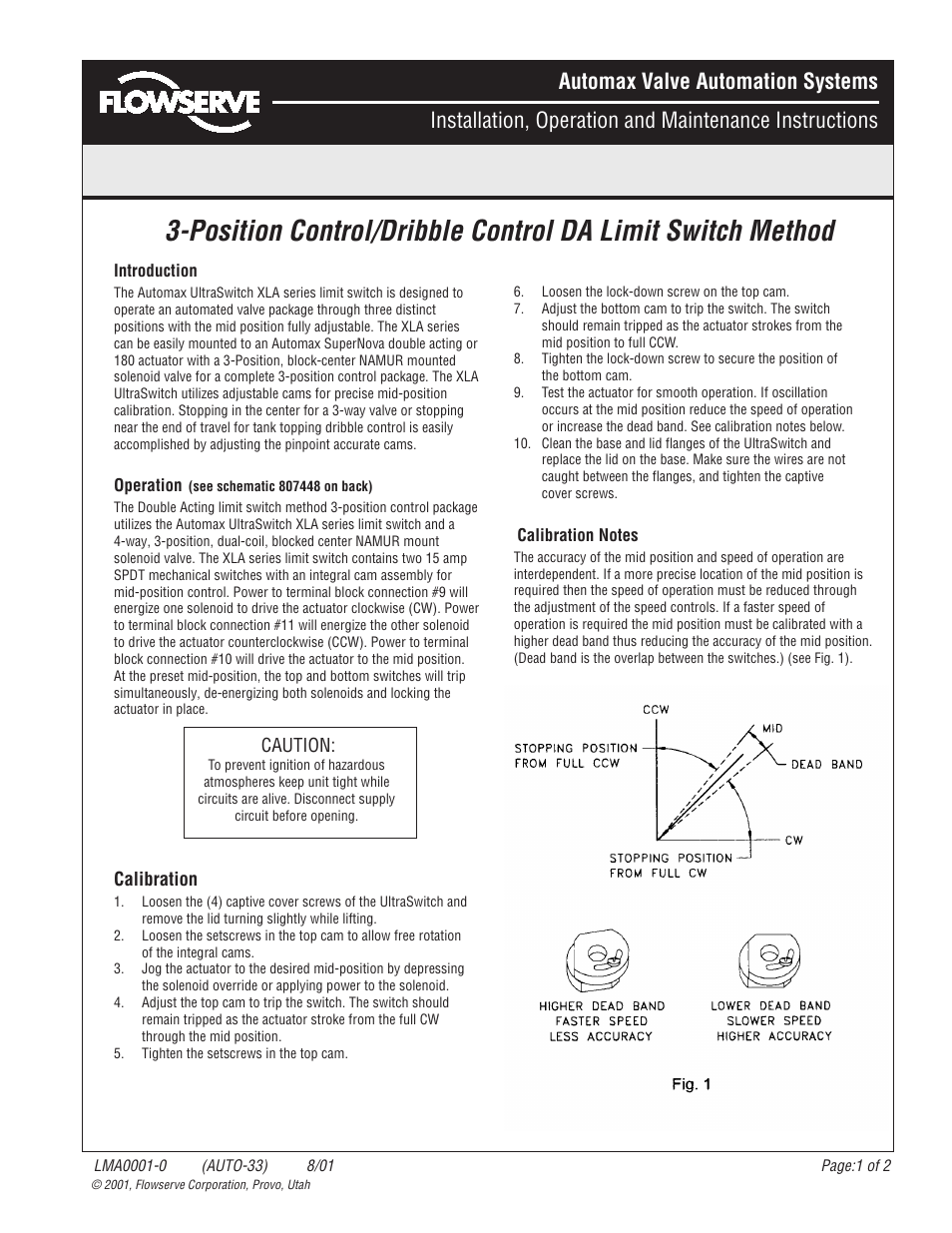 Flowserve DA Limit Switch Method 3-Position Control User Manual | 2 pages