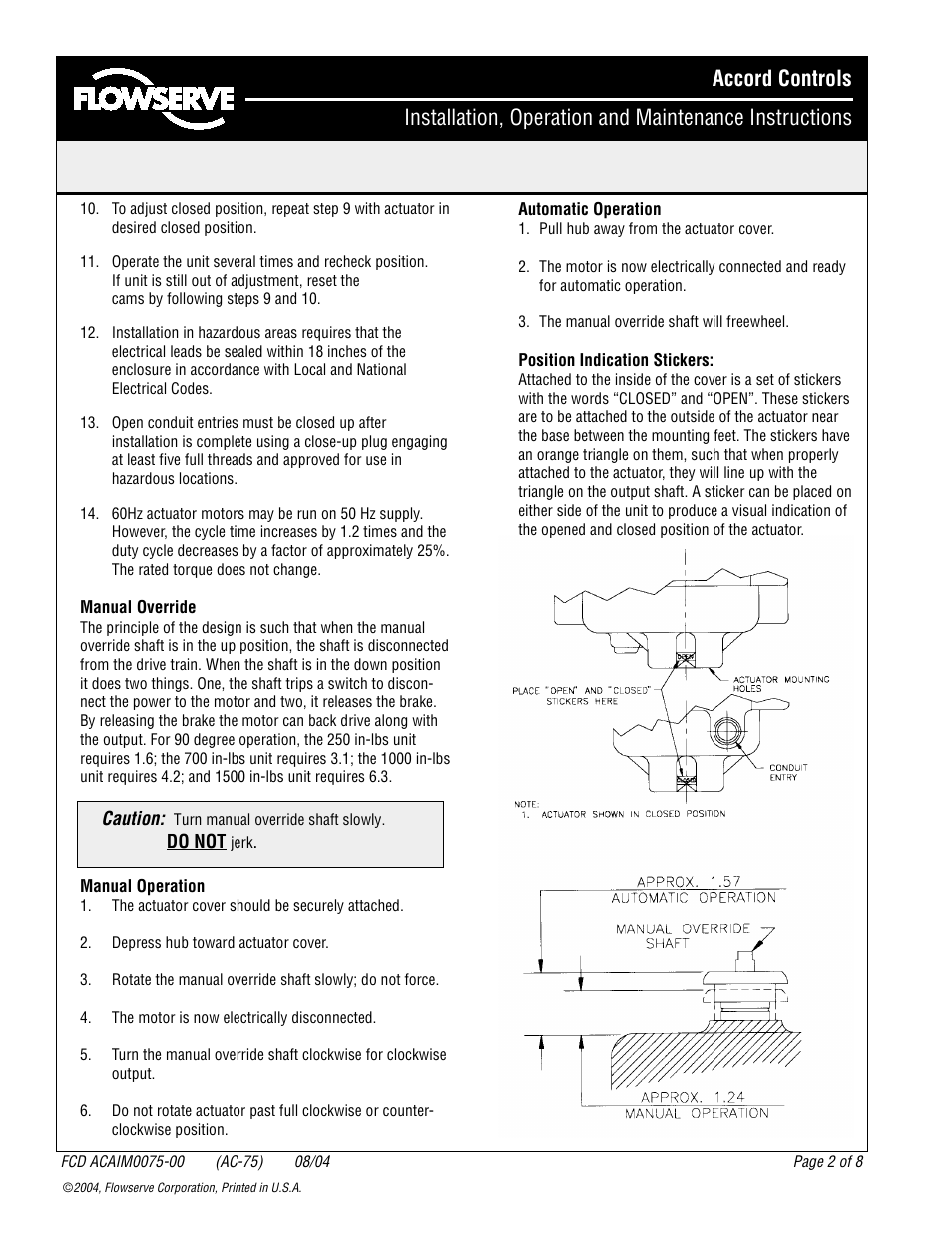 Caution | Flowserve ACE Series Centura User Manual | Page 2 / 8