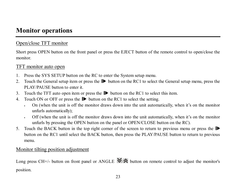 Monitor operations | Hyundai H-CMD2002 User Manual | Page 23 / 146