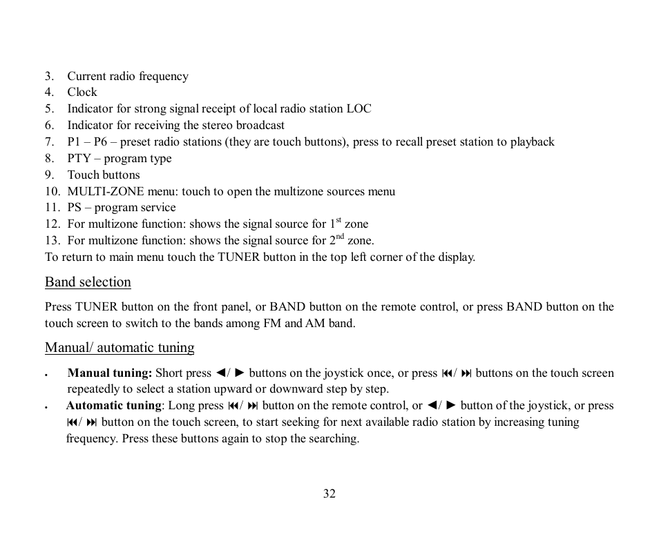 Band selection, Manual/ automatic tuning | Hyundai H-CMD2002 User Manual | Page 32 / 146