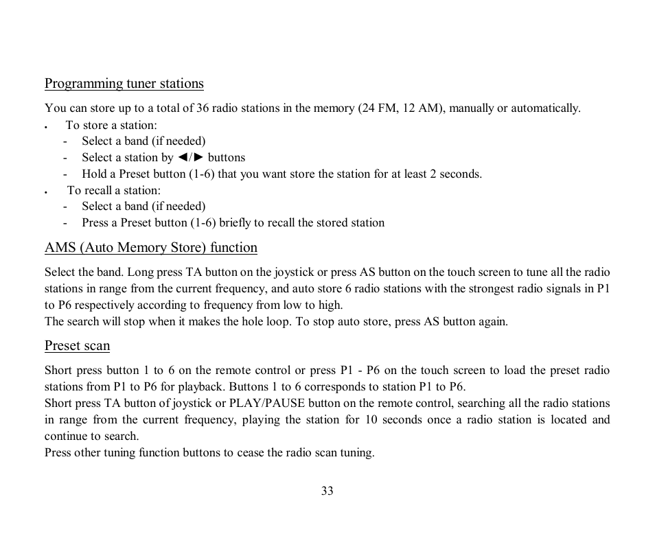 Programming tuner stations, Preset scan | Hyundai H-CMD2002 User Manual | Page 33 / 146