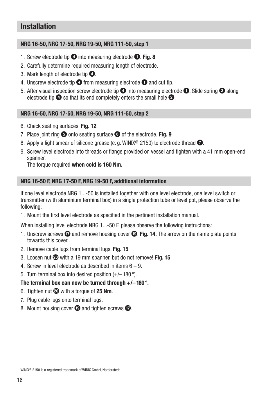 Installation | Flowserve NRG 16-50 User Manual | Page 16 / 24