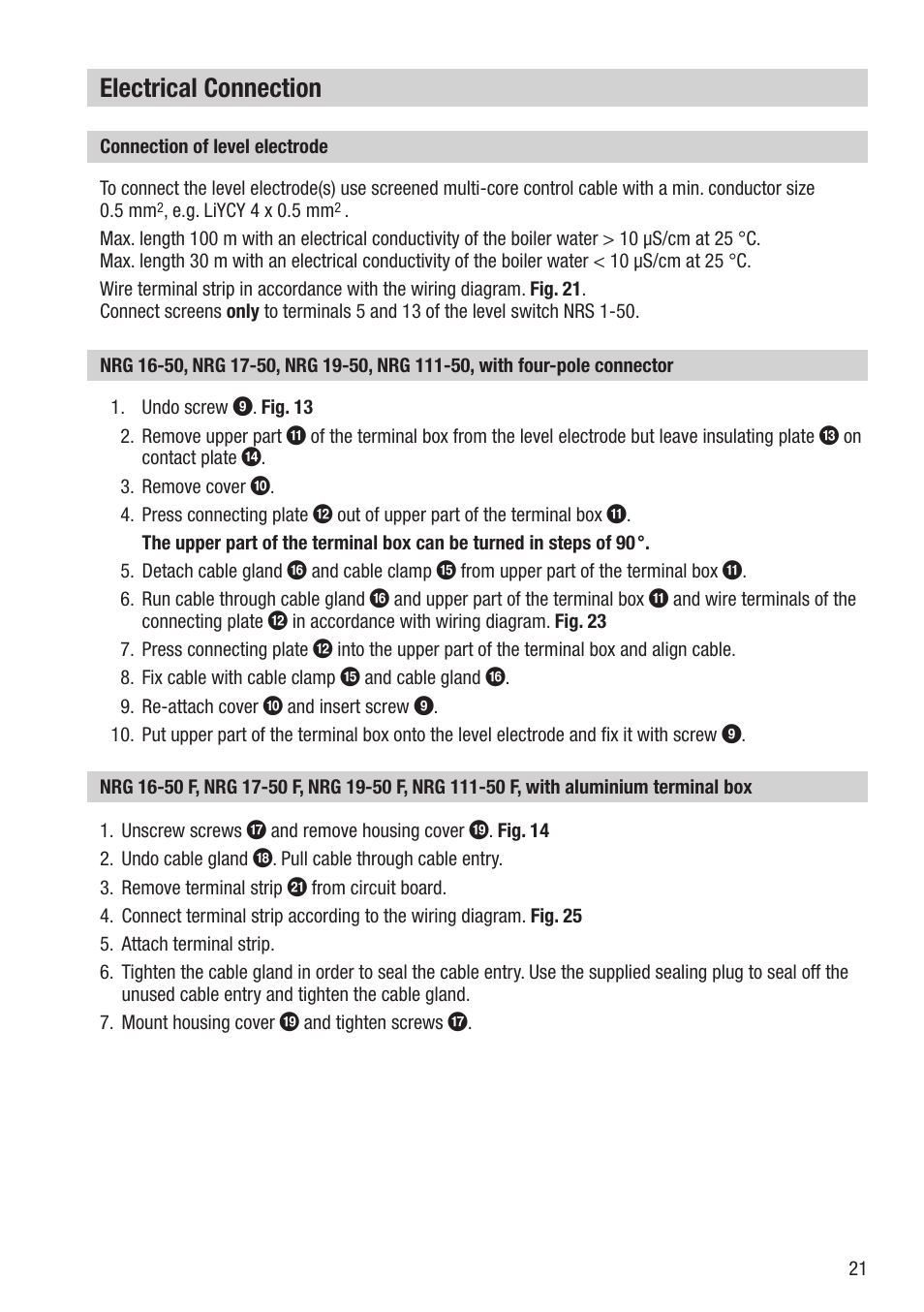 Electrical connection | Flowserve NRG 16-50 User Manual | Page 21 / 24