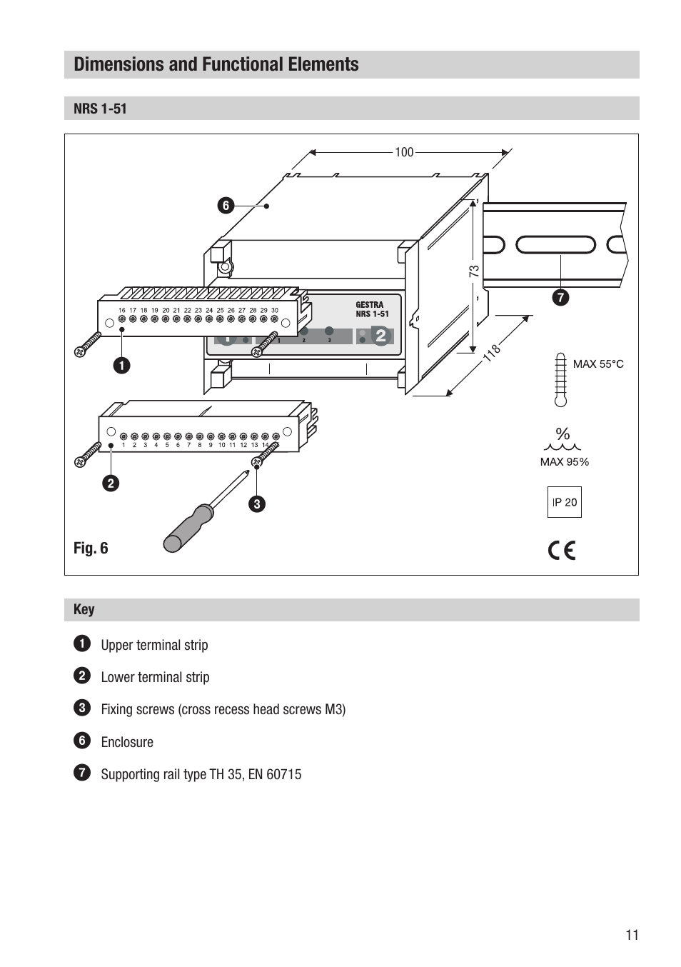 Dimensions and functional elements | Flowserve NRS 1-51 User Manual | Page 11 / 24