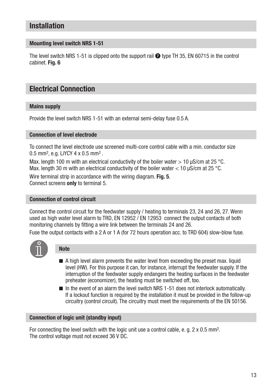 Electrical connection, Installation | Flowserve NRS 1-51 User Manual | Page 13 / 24