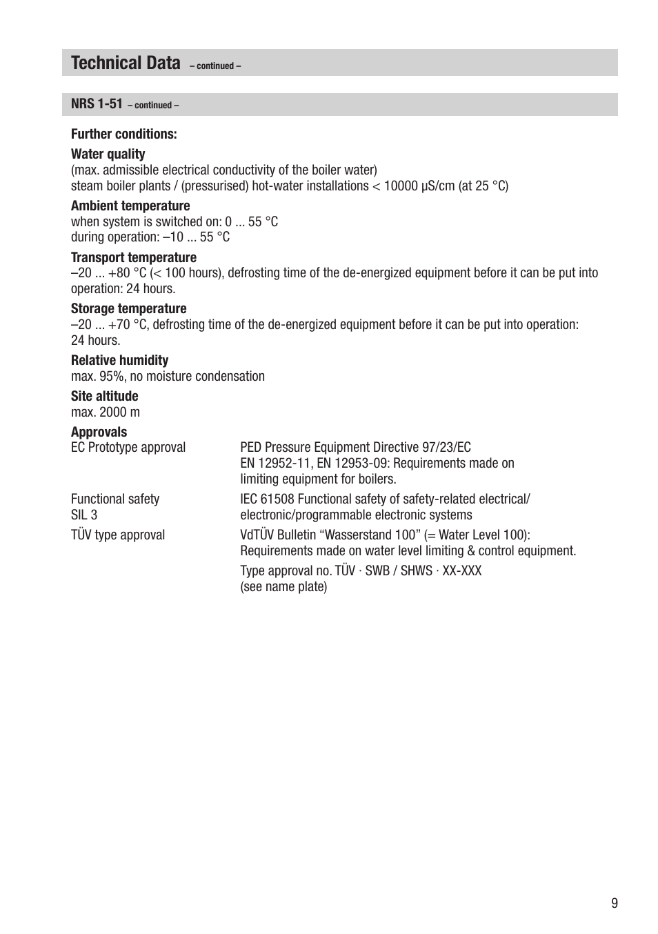 Technical data | Flowserve NRS 1-51 User Manual | Page 9 / 24