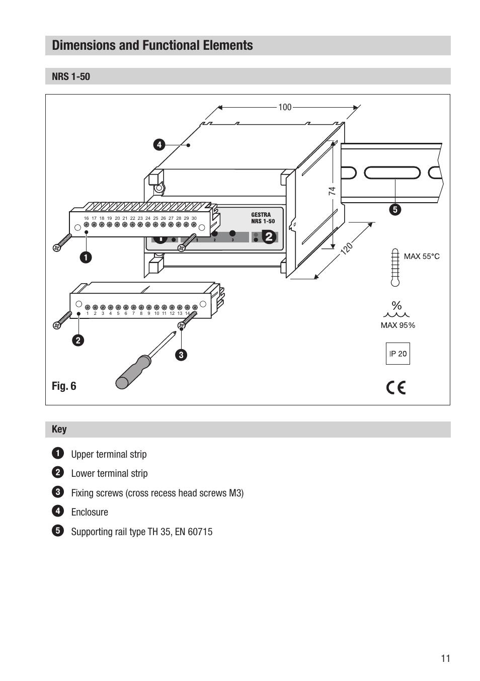 Dimensions and functional elements | Flowserve NRS 1-50 For ONE Electrode User Manual | Page 11 / 24