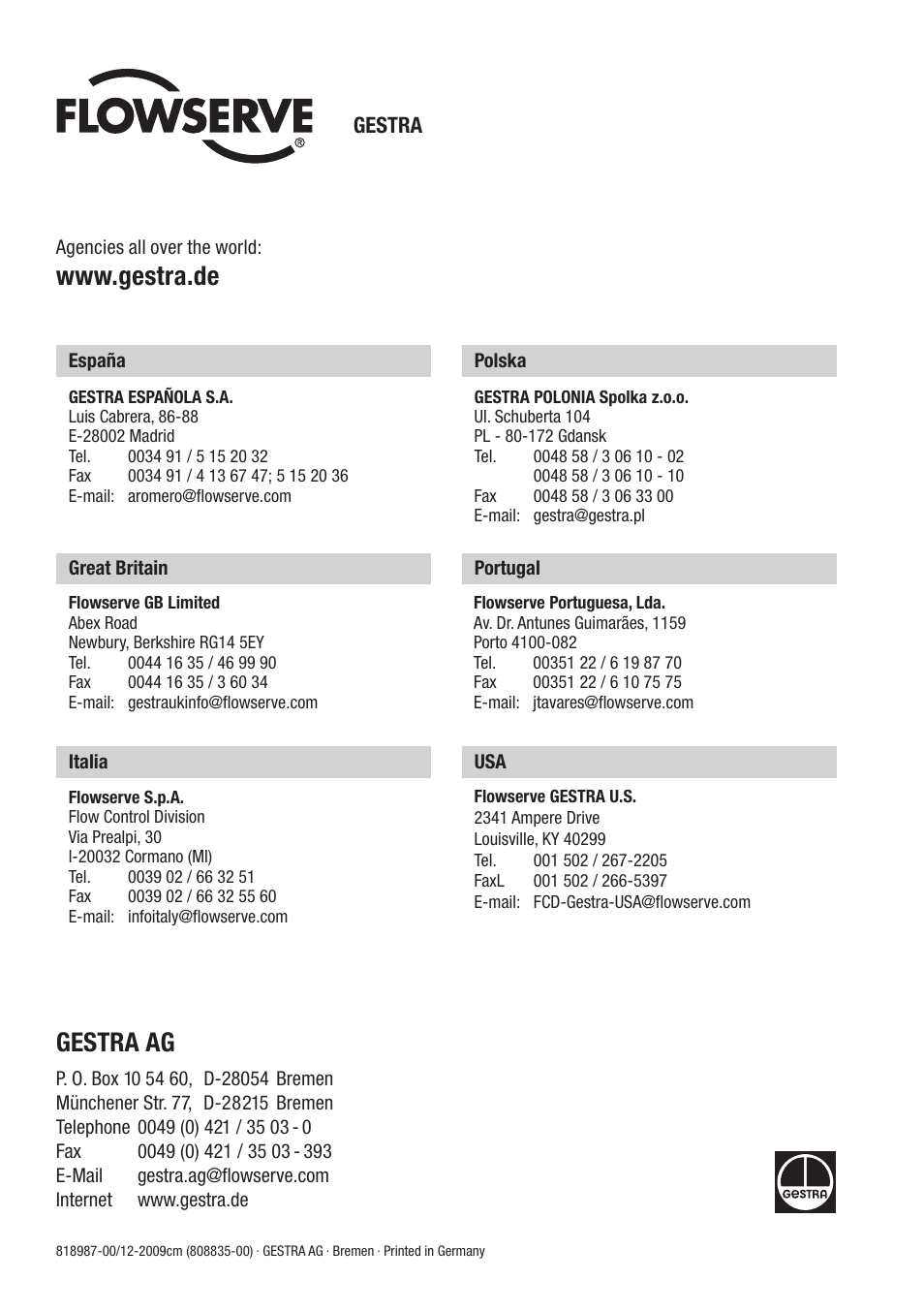 Flowserve NRS 1-50 For ONE Electrode User Manual | Page 24 / 24