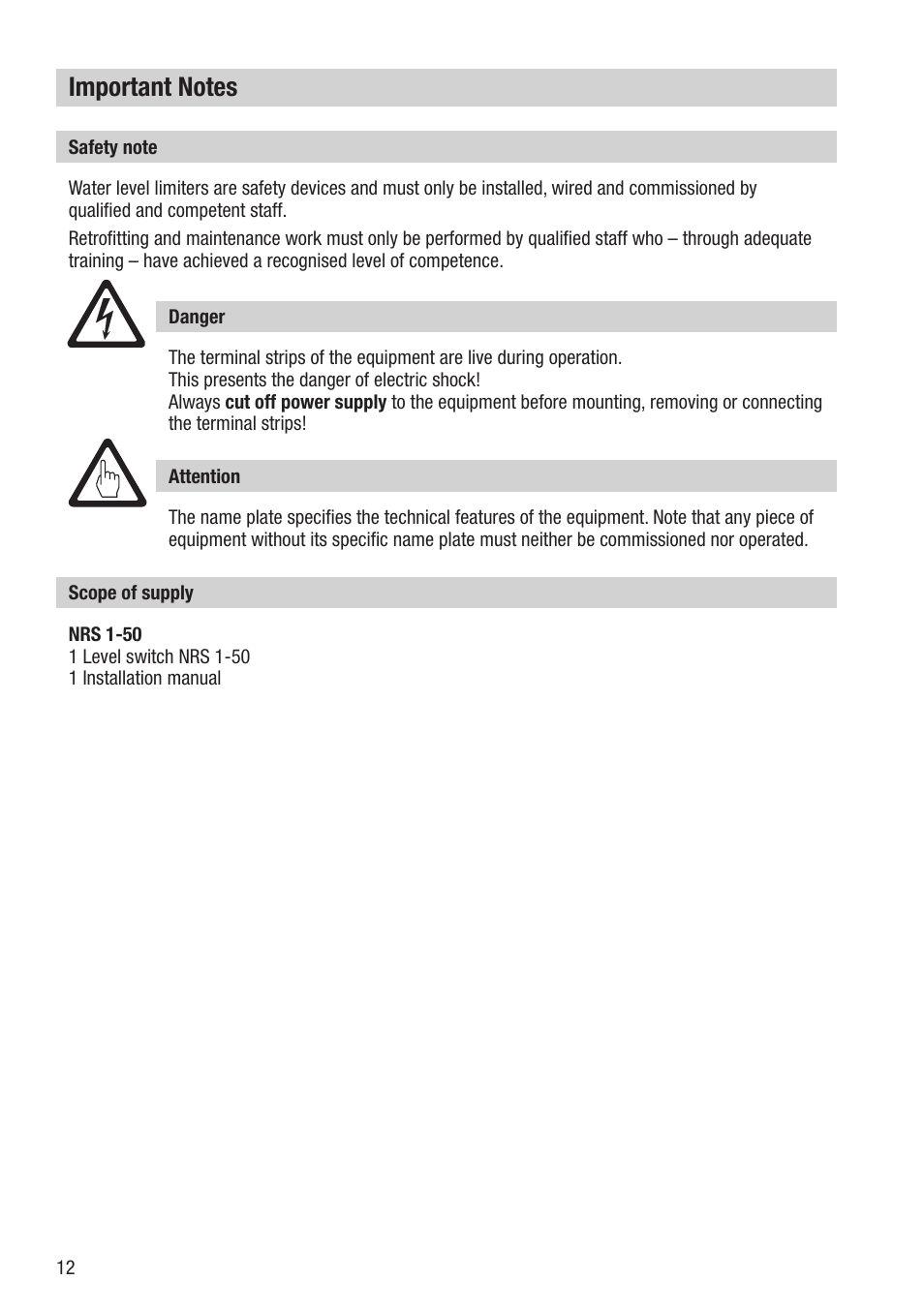 Flowserve NRS 1-50 For TWO Electrodes User Manual | Page 12 / 28