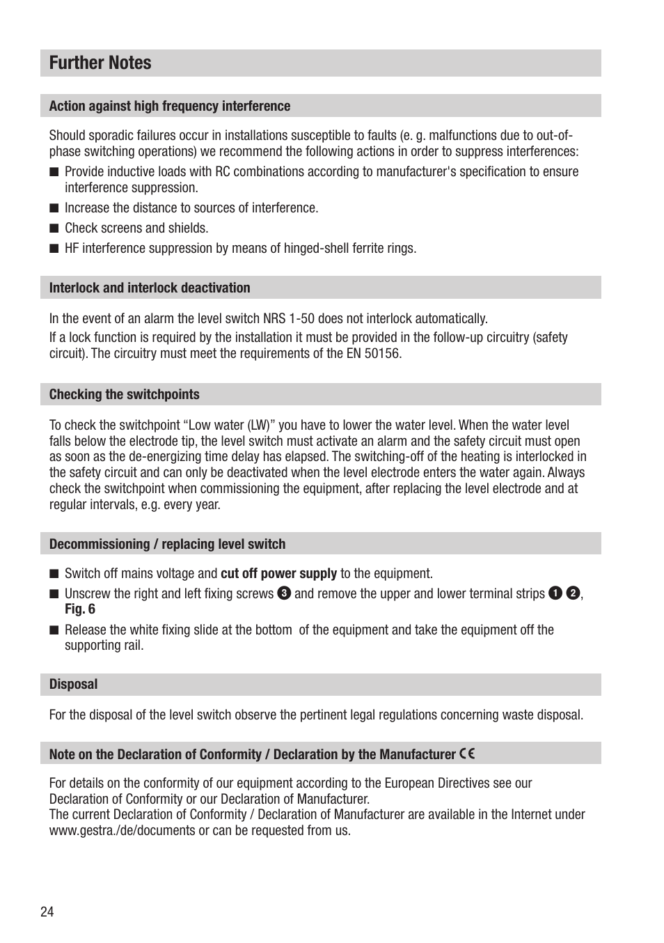 Flowserve NRS 1-50 For TWO Electrodes User Manual | Page 24 / 28