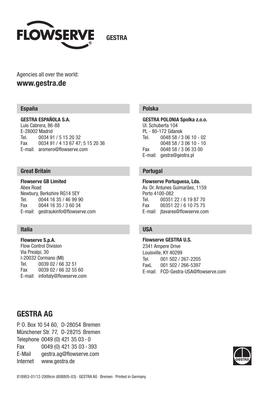 Flowserve NRS 1-50 For TWO Electrodes User Manual | Page 28 / 28