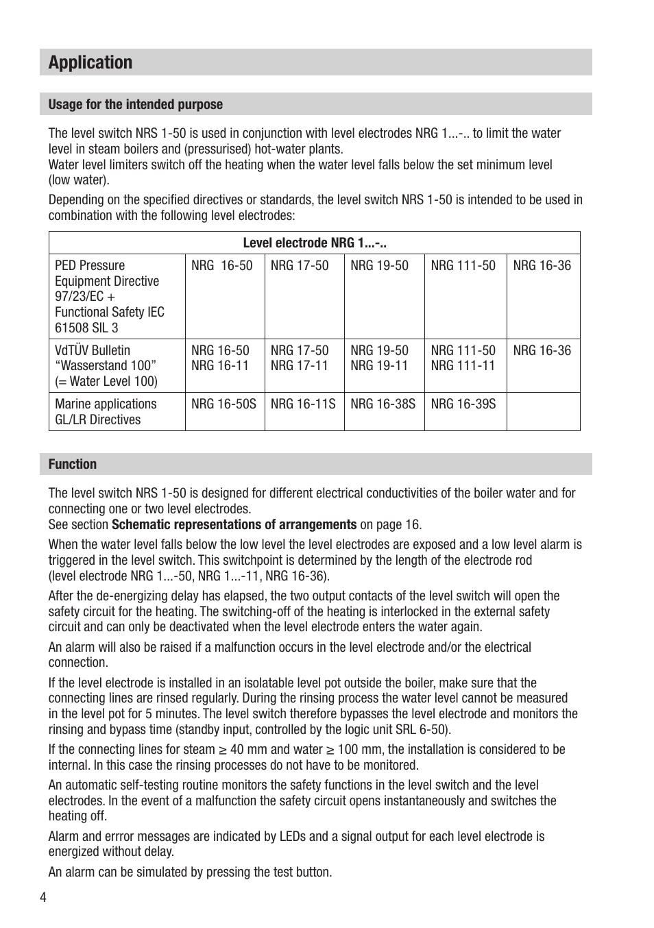 Application | Flowserve NRS 1-50 For TWO Electrodes User Manual | Page 4 / 28