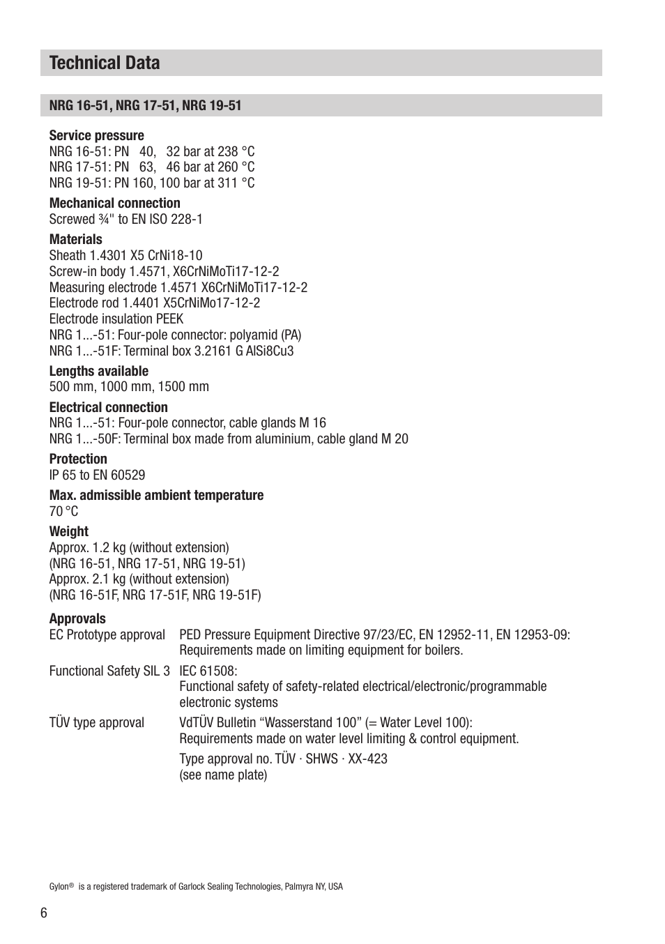Technical data | Flowserve NRG 16-51 User Manual | Page 6 / 24