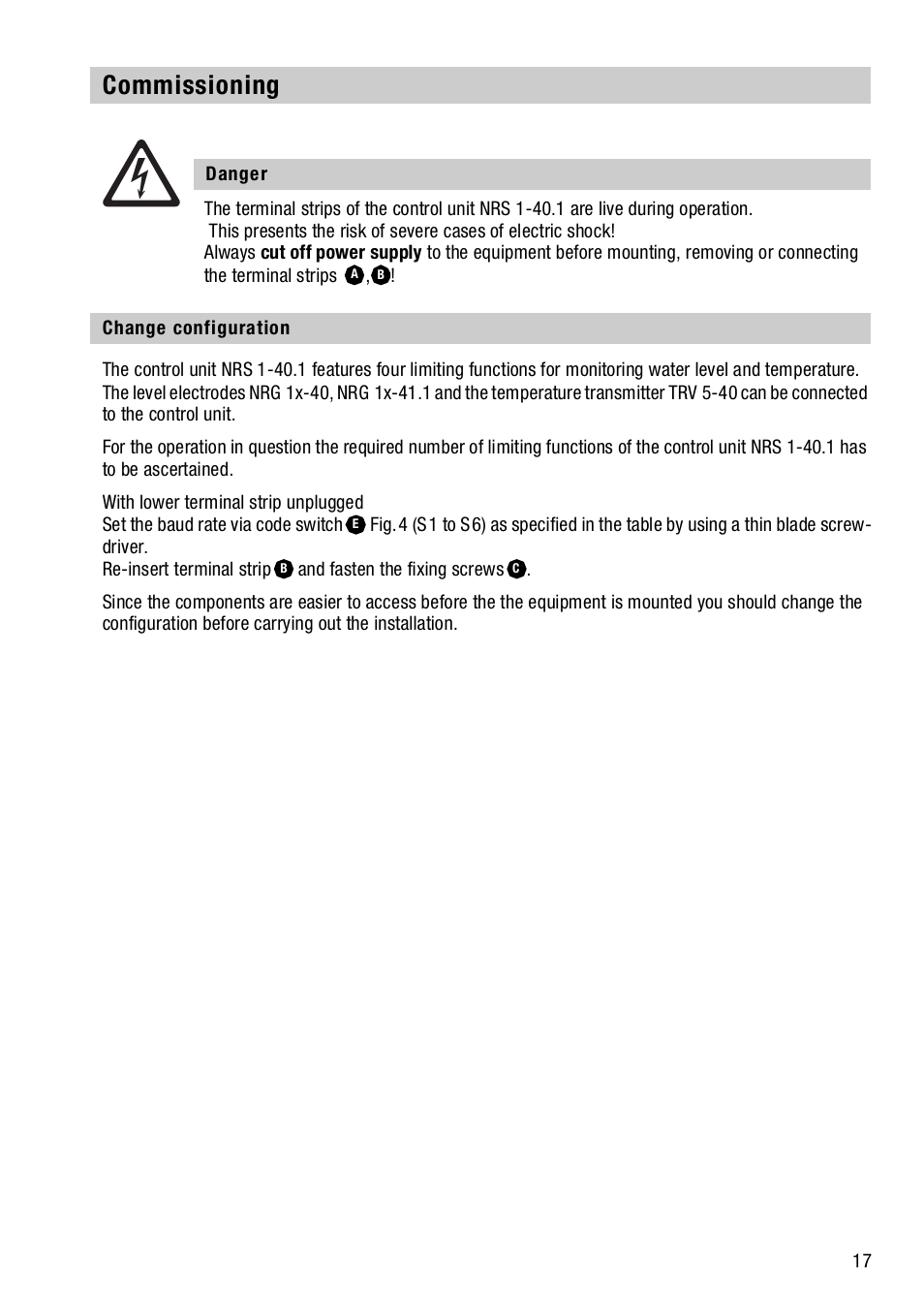 Commissioning, Change configuration, D 17 | N “commissioning | Flowserve NRS1-40.1 User Manual | Page 17 / 34