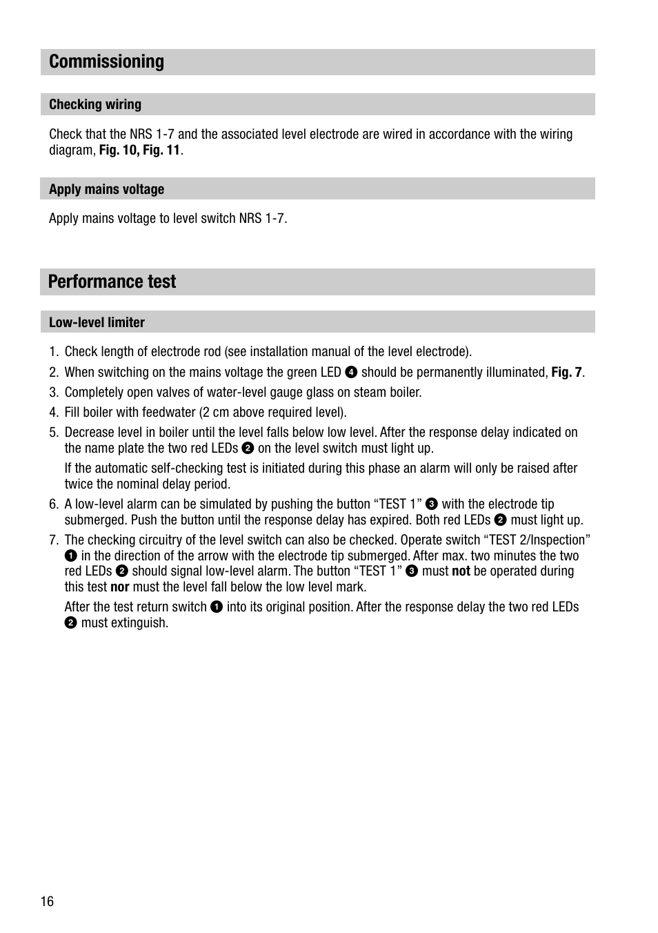 Commissioning, Performance test | Flowserve NRS 1-7 User Manual | Page 16 / 20