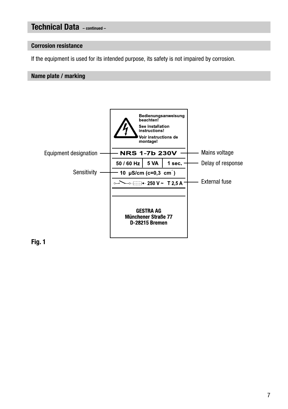 Technical data | Flowserve NRS 1-7 User Manual | Page 7 / 20