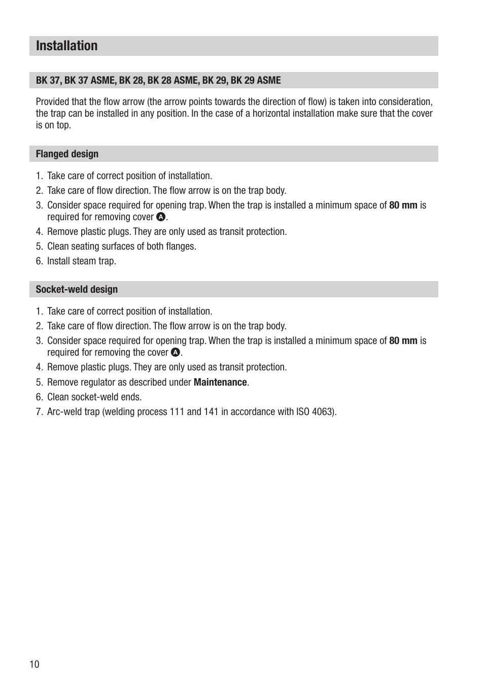 Installation | Flowserve BK 37 User Manual | Page 10 / 16