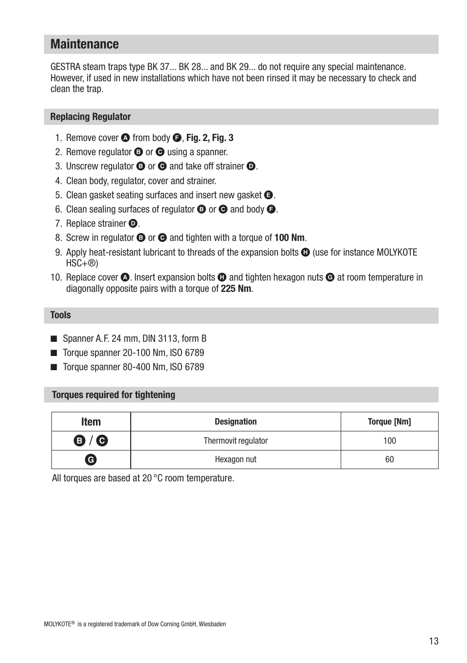 B / c, Maintenance | Flowserve BK 37 User Manual | Page 13 / 16