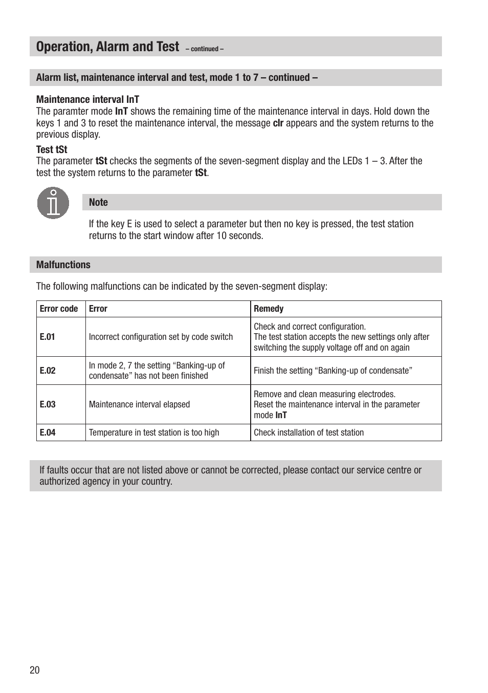 Operation, alarm and test | Flowserve NRA 1-3 User Manual | Page 20 / 24