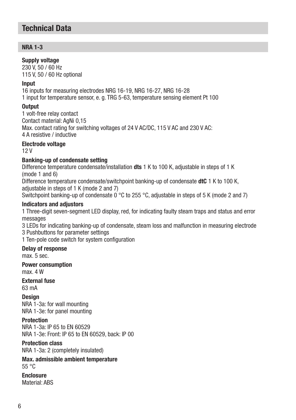 Technical data | Flowserve NRA 1-3 User Manual | Page 6 / 24